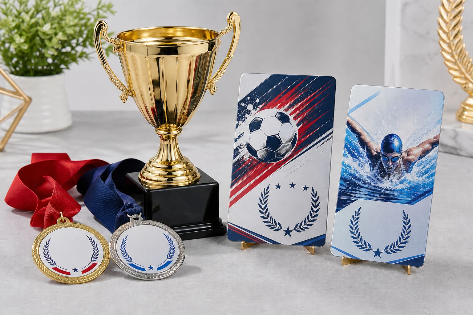 Printed aluminum awards, medals and recognition plaques