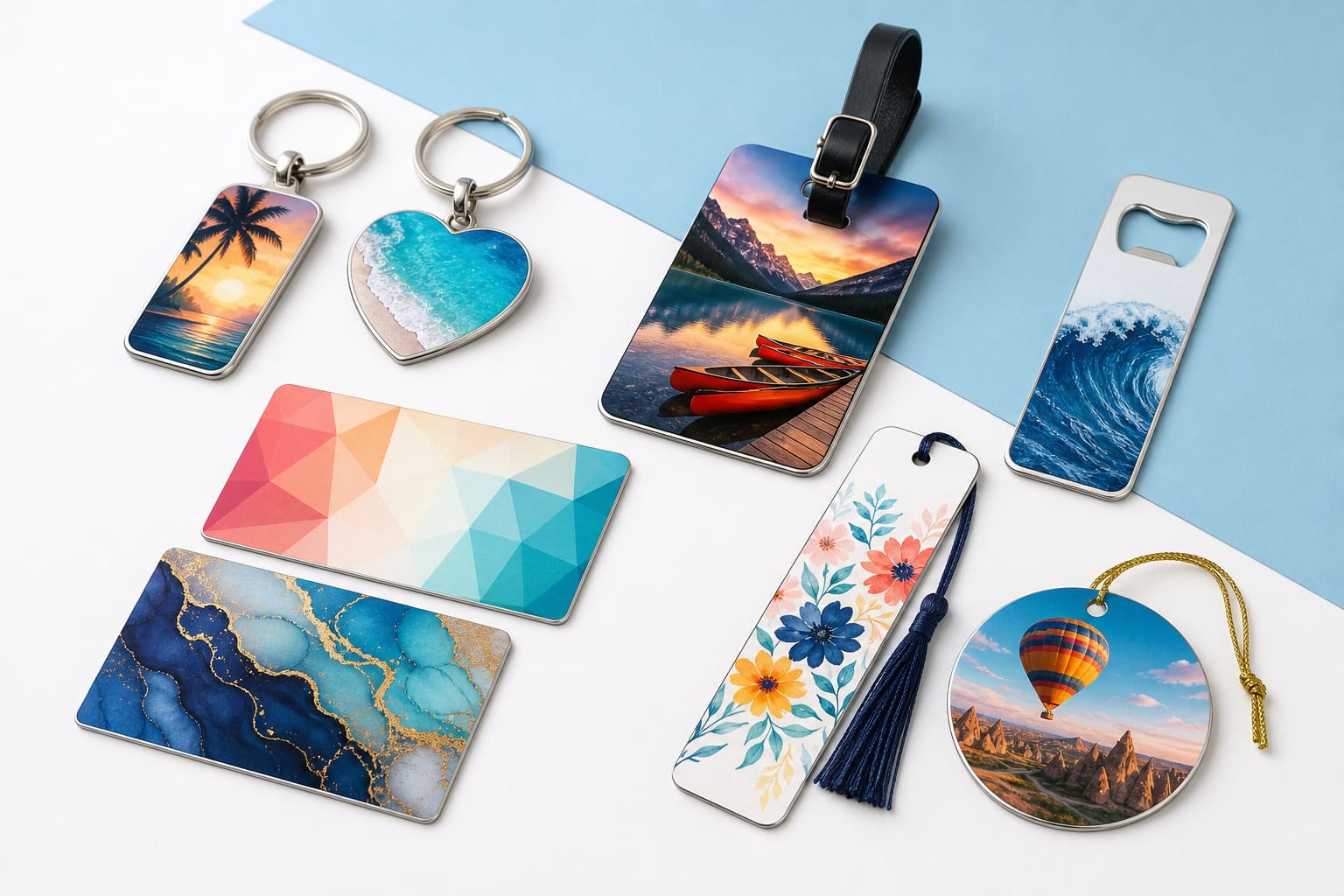 Personalized aluminum keychains, tags and small promotional products
