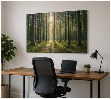 Landscape aluminum wall art installed in an office